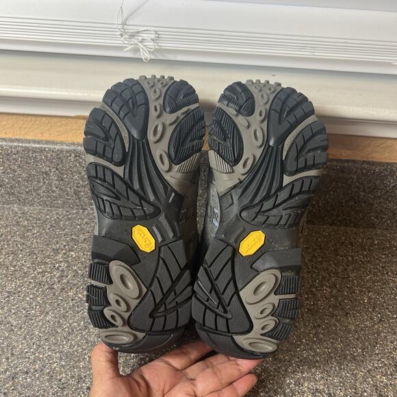 Merrell Granite Gray Leather/Mesh Hiking Ankle Boots Womens Size 7 Lace Up Shoes - Picture 10 of 11